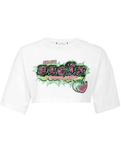 Philipp Plein Cropped-T-Shirt mit Logo-Verzierung - Grün