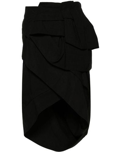 Dries Van Noten Jupe drapée à design péplum - Noir