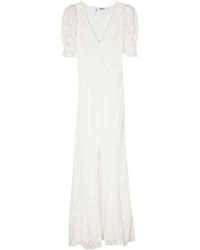 ROTATE BIRGER CHRISTENSEN Puffy-sleeve Lace Maxi Dress - White