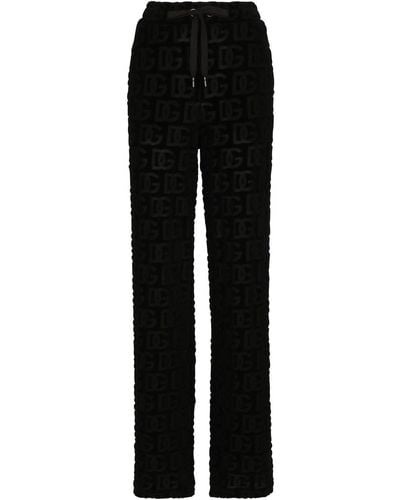 Dolce & Gabbana Dg-logo Jacquard Flared Pants - Black