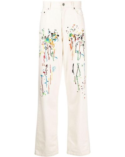 Mostly Heard Rarely Seen Embroidered Straight-leg Jeans - Natural