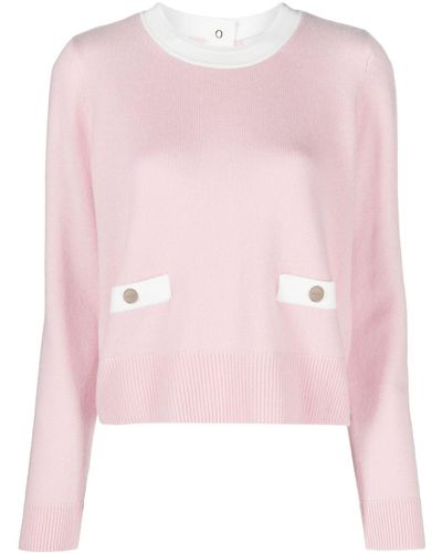 Sandro Contrasting-panel Knitted Jumper - Pink