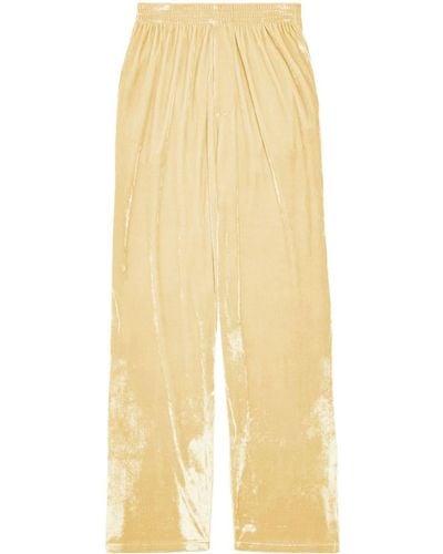 Balenciaga Pantalones rectos con efecto de terciopelo - Amarillo