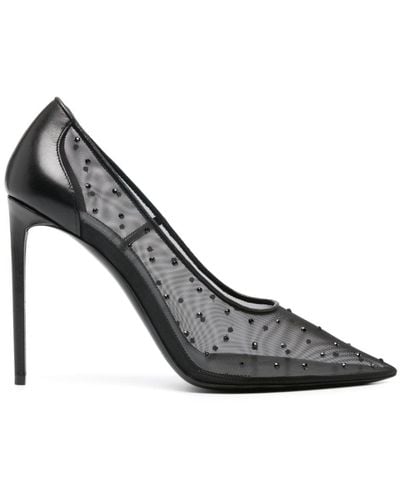 Saint Laurent Anja 114mm Crystal-embellished Court Shoes - Metallic