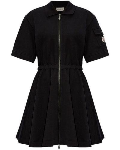 Moncler Zip-Up Cotton Polo Dres - Black