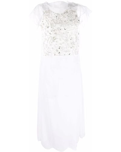 Maison Margiela Bead-embellished Sleeveless Dress - White