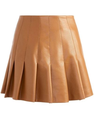 Alice + Olivia High-waisted Pleated Miniskirt - Brown