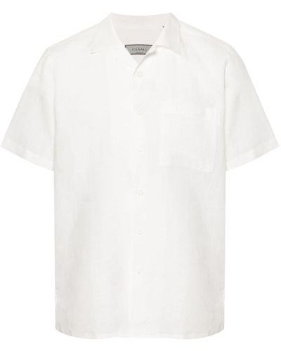 Canali Camisa con cuello cubano - Blanco