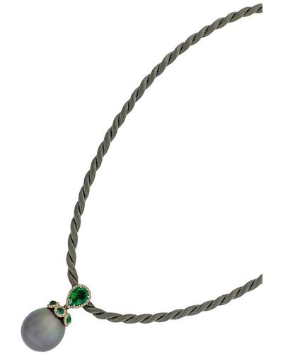 Inbar 18kt Rose Gold, Emerald, Diamond And Pearl Necklace - Grey