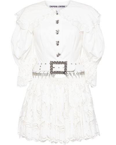 Chopova Lowena Midday Carabiner Ruffle Dress - White
