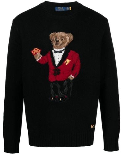 Polo Ralph Lauren Lunar New Year Bear Regular-fit Wool-knit Sweater - Black
