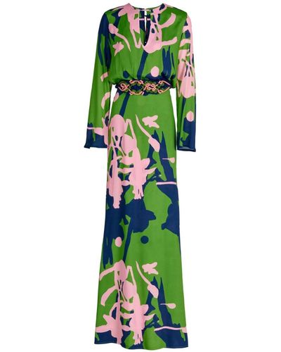 Silvia Tcherassi Ravenna Long-sleeve Maxi Dress - Green