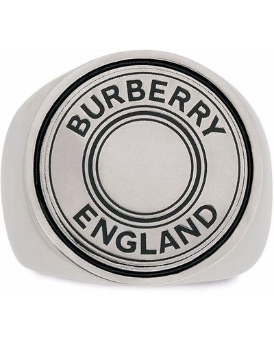 Burberry Logo Graphic Signet Ring - Metallic