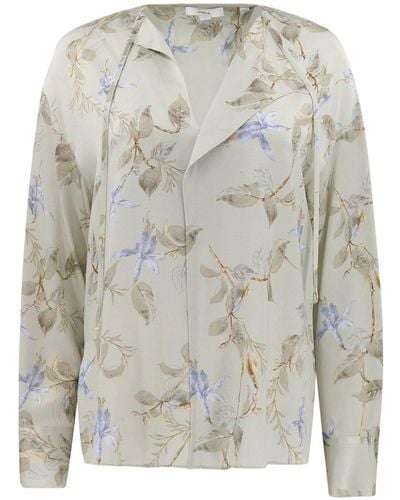 Vince Bellflower Silk Blouse - Grey