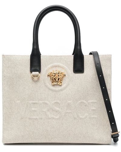 Versace Canvas 'la Medusa' Kleiner Einkaufstasche - Naturel