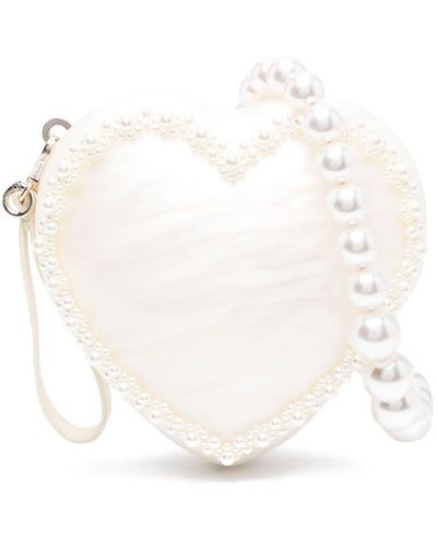 Simone Rocha Bolso de mano Heart con perla artificial - Blanco