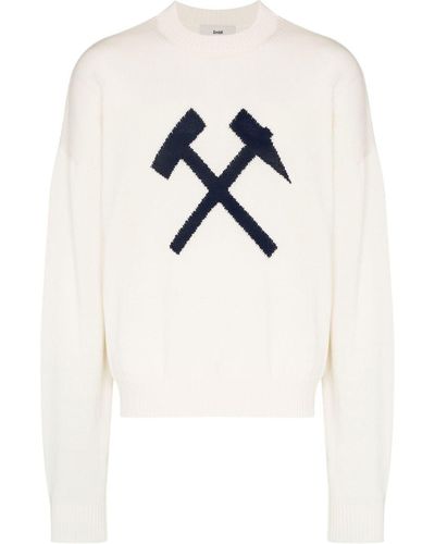 GmbH Intarsia-logo Crew-neck Sweater - White
