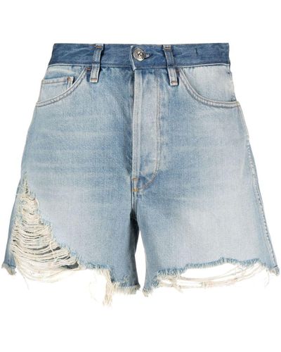 3x1 Ungesäumte Jeans-Shorts - Blau