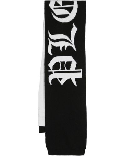 Philipp Plein Gothic Plein Intarsia Knit-logo Scarf - Black