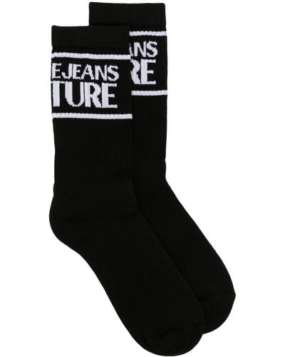 Versace Jeans Couture Logo-print Cotton Socks - Black