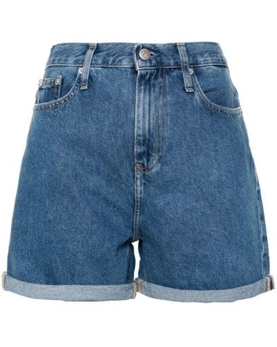 Calvin Klein Short en jean à taille haute - Bleu