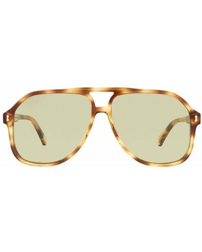 Gucci Tortoiseshell Pilot Sunglasses - Natural