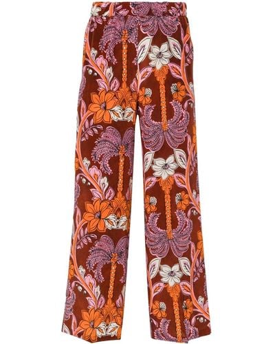 P.A.R.O.S.H. Floral-print Silk Palazzo Pants - Red