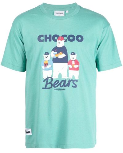 Chocoolate Graphic-print Cotton T-shirt - Blue