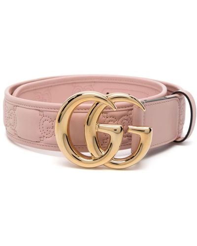 Gucci Cintura larga GG Marmont Matelassé - Rosa