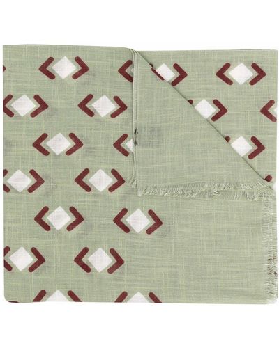 Barba Napoli Geometric-print Cotton Scarf - Green