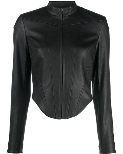 MISBHV Corset Faux-leather Biker Jacket - Black