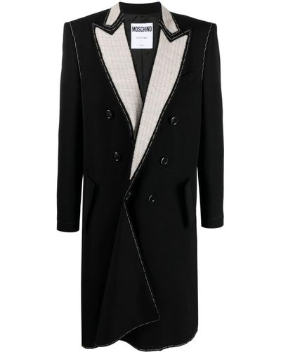 Moschino Contrast-lapels Double-breasted Coat - Black