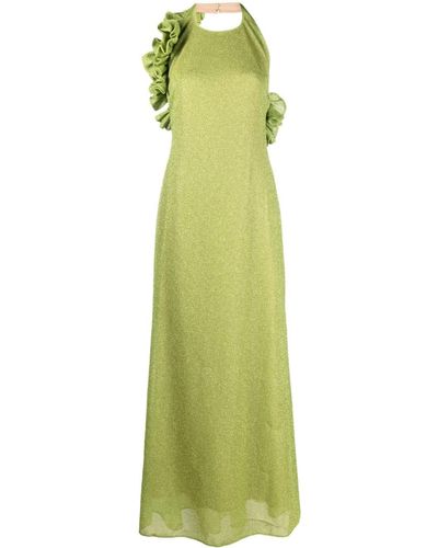Rayane Bacha Olivia Metallic Maxi Dress - Green