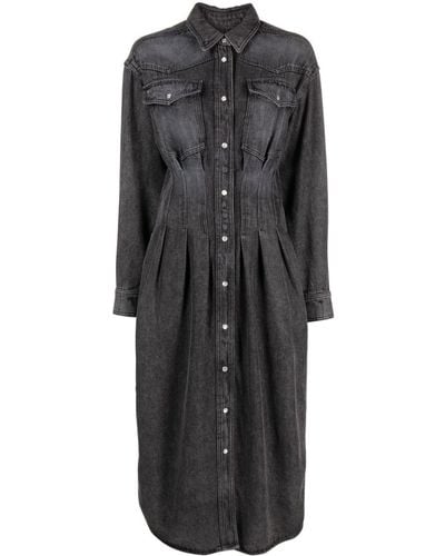 Isabel Marant Button-up jeans maxi dress - Nero