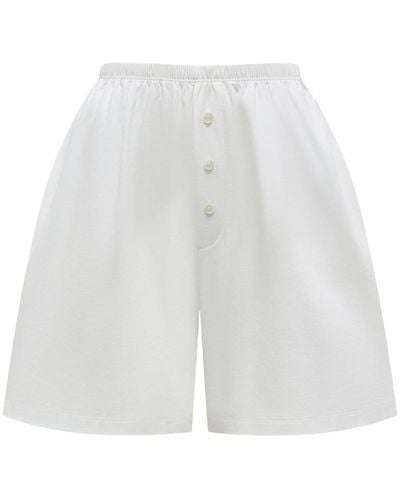 12 STOREEZ Elasticated-waistband Cotton Mini Shorts - White