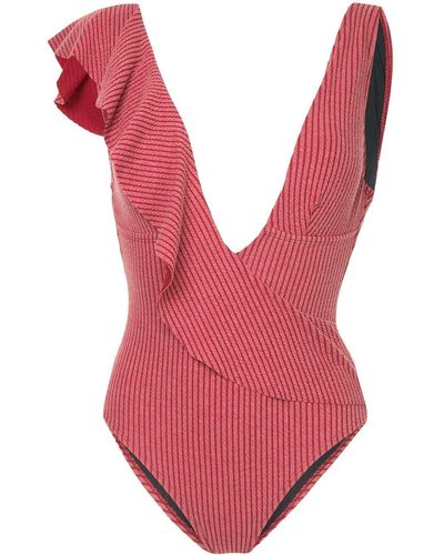 Duskii Bella Braided Ruffle Swimsuit - Red
