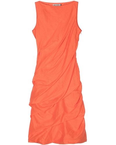 Issey Miyake Twining Pleated Midi Dress - Oranje