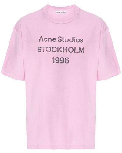 Acne Studios Logo-print Distressed T-shirt - Pink