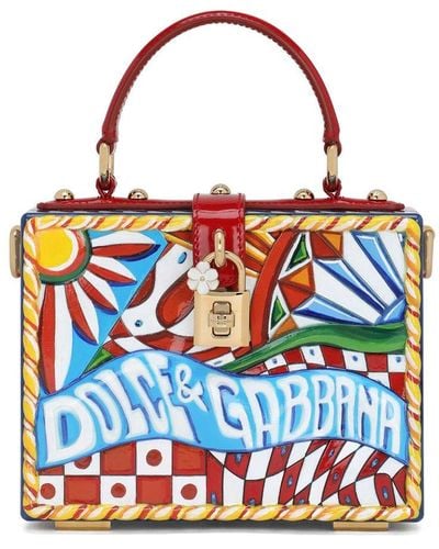 Dolce & Gabbana Sac à main Dolce Box à motif Carretto - Blanc