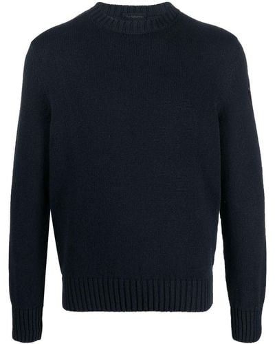 Paul & Shark Logo-patch Organic-cotton Sweater - Blue