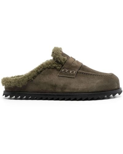 Officine Creative Penny Slot Shearling Loafers - Brown