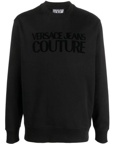 Versace Sweat en coton à logo en relief - Noir