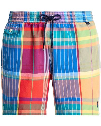 Polo Ralph Lauren Check-pattern Swim Shorts - Blue