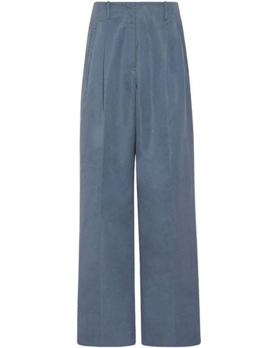 The Row Wide-leg Cotton-ramie Trousers - Blue