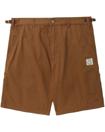 Izzue Logo-patch Cotton Shorts - Brown