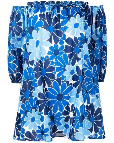 Faithfull The Brand Robe Letisha courte à coupe évasée - Bleu