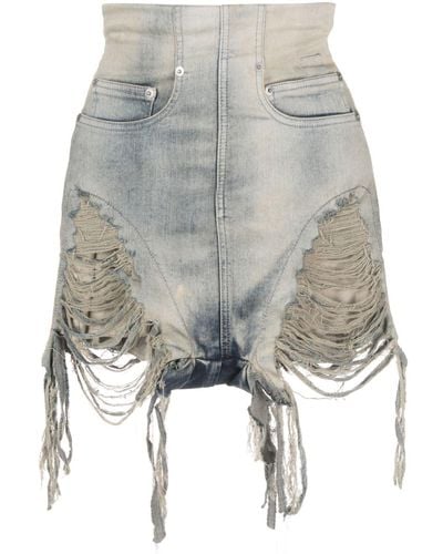 Rick Owens Jeans-Shorts mit hohem Bund - Grau