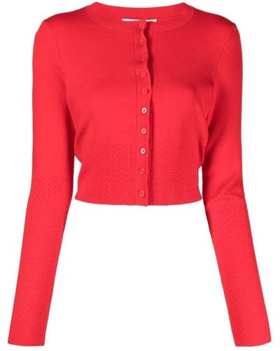 Victoria Beckham Pointelle-knit Cropped Cardigan - Red