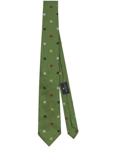 Etro Cravate à logo en jacquard - Vert
