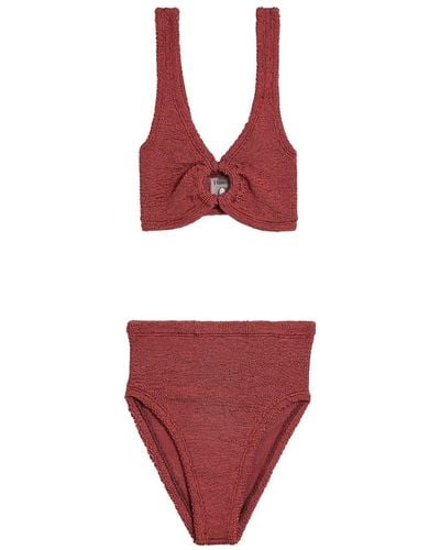 Hunza G Nadine Seersucker Bikini Set - Red